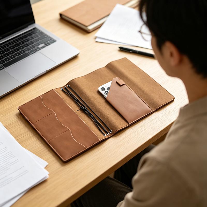 Vintage Leather Journal Notebook - Buku Catatan Isi Ulang, Organizer Kompak,
