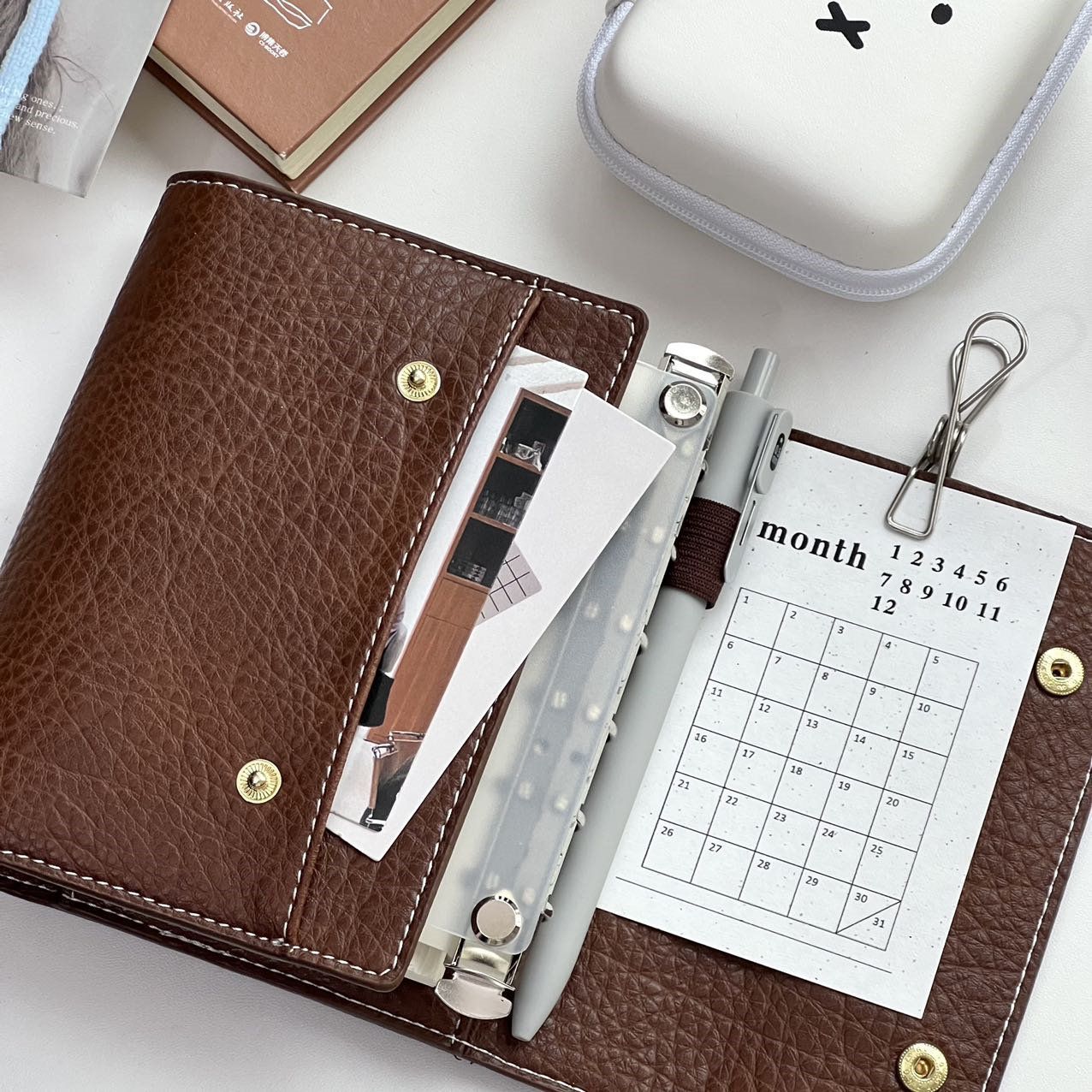 Vintage Leather Journal Notebook - A7 Buku Catatan Kulit Imitasi Lipat