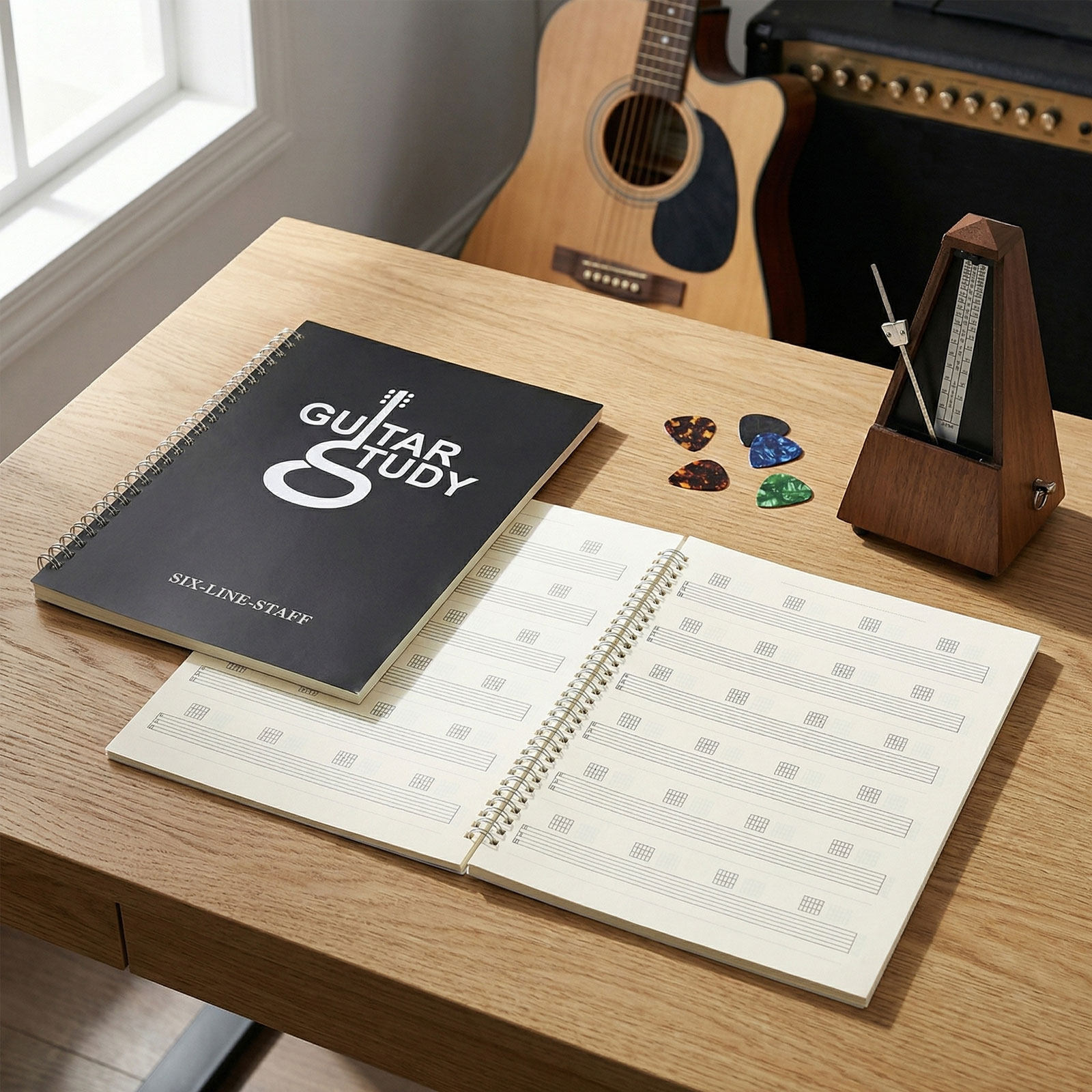 2 buah Buku Catatan Gitar, Ker - Blank Sheet Music Notebook ulasan dan harga