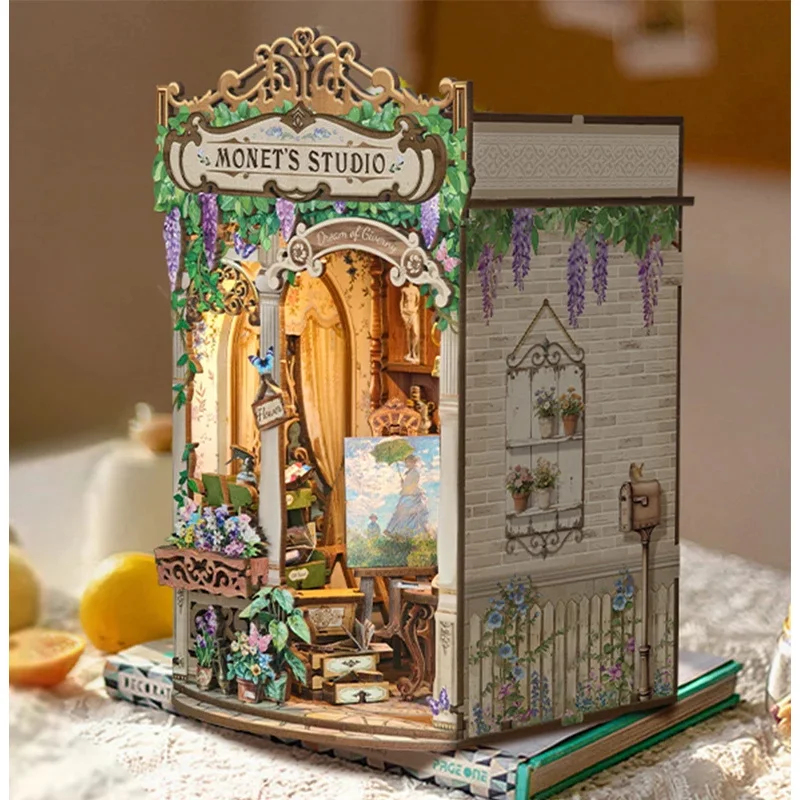 Rak Buku Studio Monet dari Kay - Diy Wooden Book Nook Kit Shelf Insert ulasan dan harga