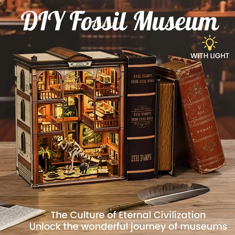 Kit Rak Buku DIY, Miniatur Rum - Diy Wooden Book Nook Kit Shelf Insert ulasan dan harga