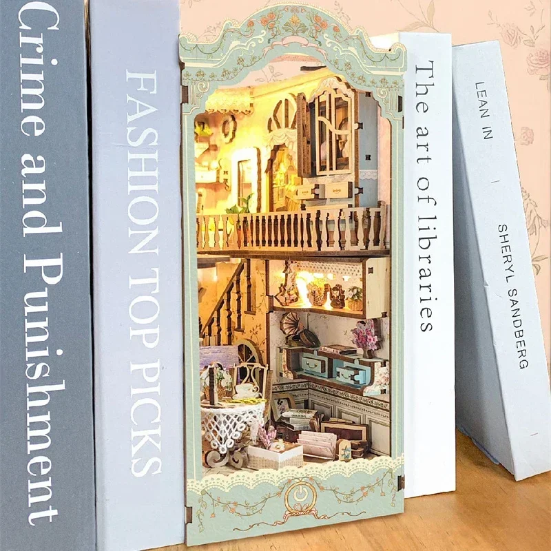 Kit Miniatur Rak Buku DIY Kayu - Diy Wooden Book Nook Kit Shelf Insert ulasan dan harga