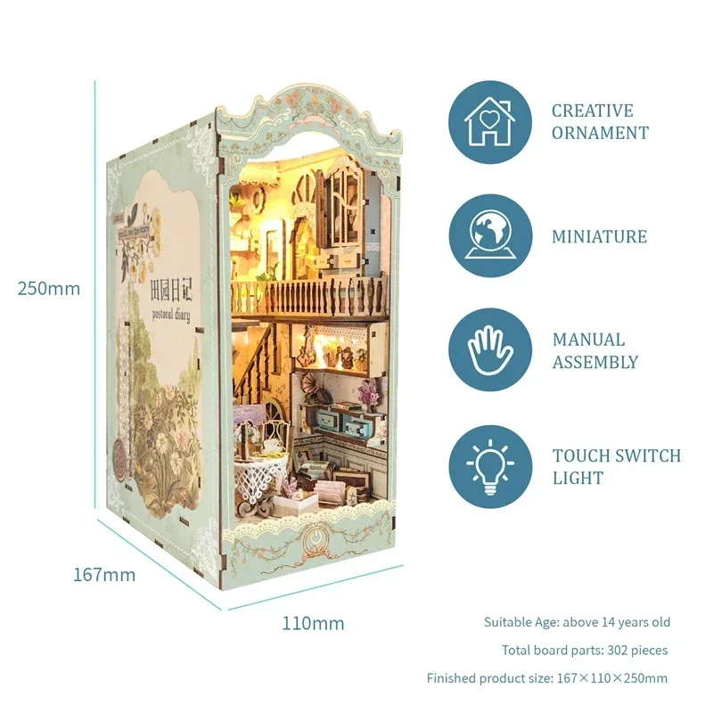 Kit Miniatur Rak Buku DIY Kayu - Diy Wooden Book Nook Kit Shelf Insert ulasan dan harga